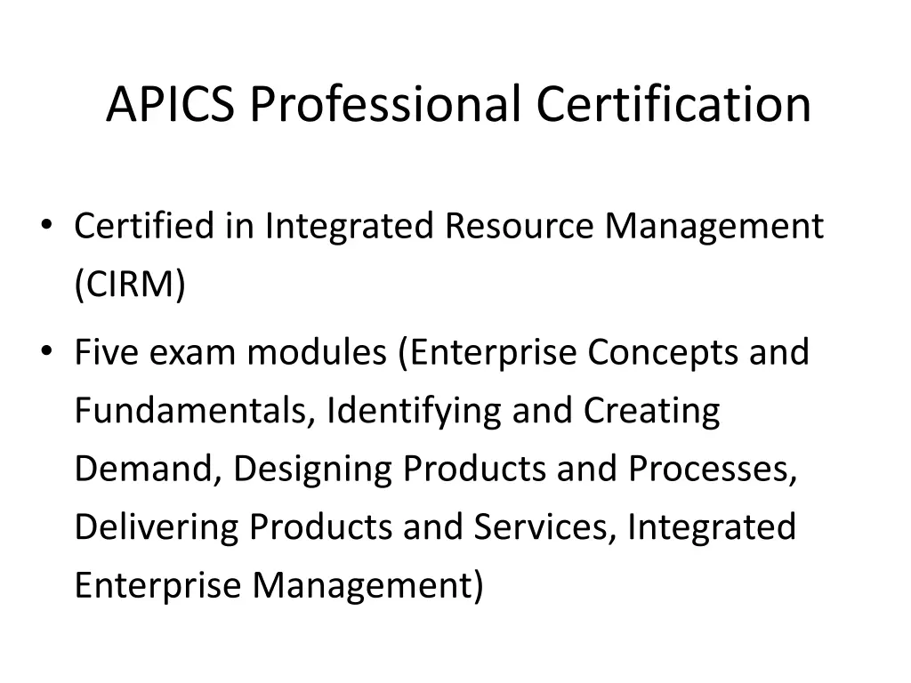 apics professional certification 1