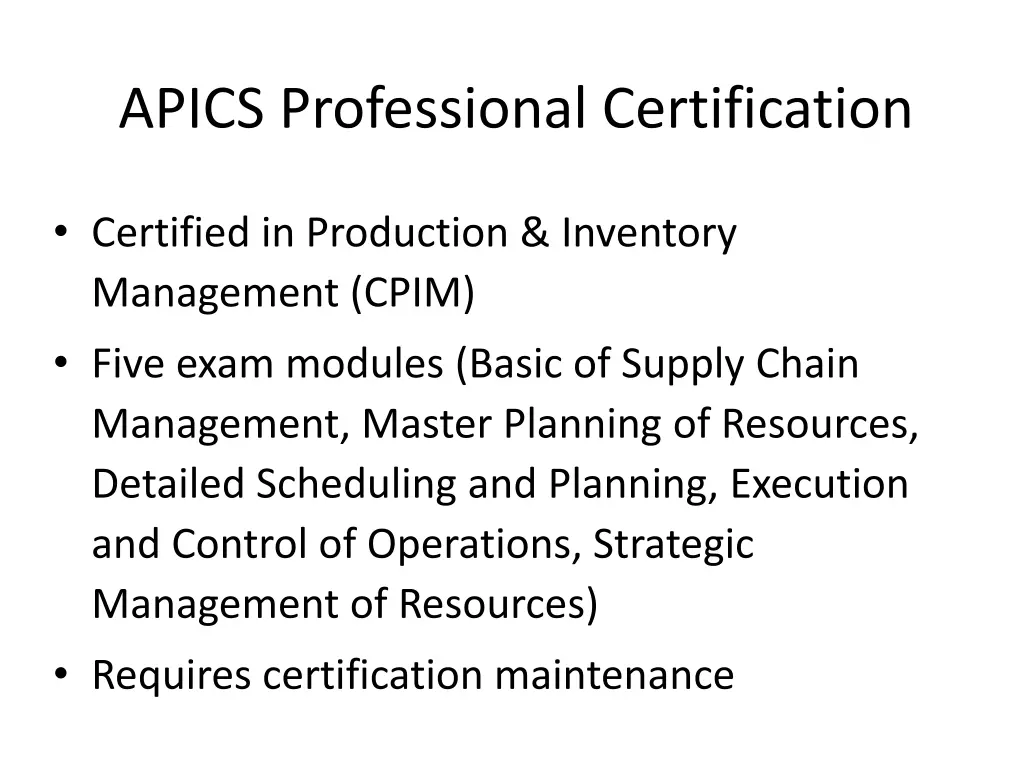 apics professional certification