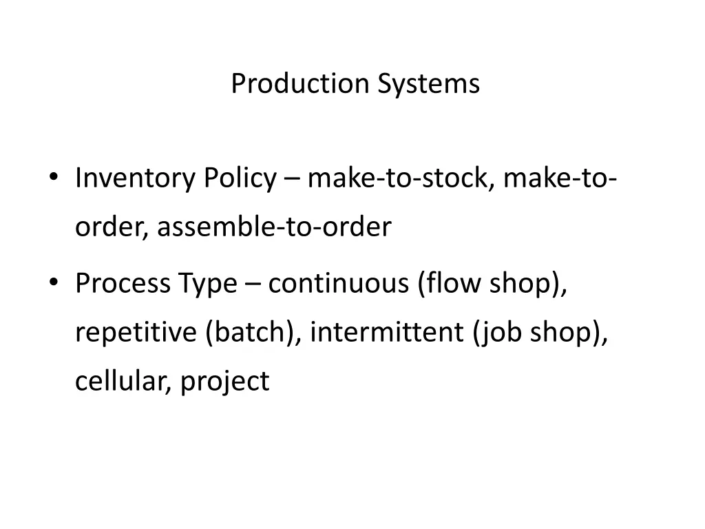 production systems