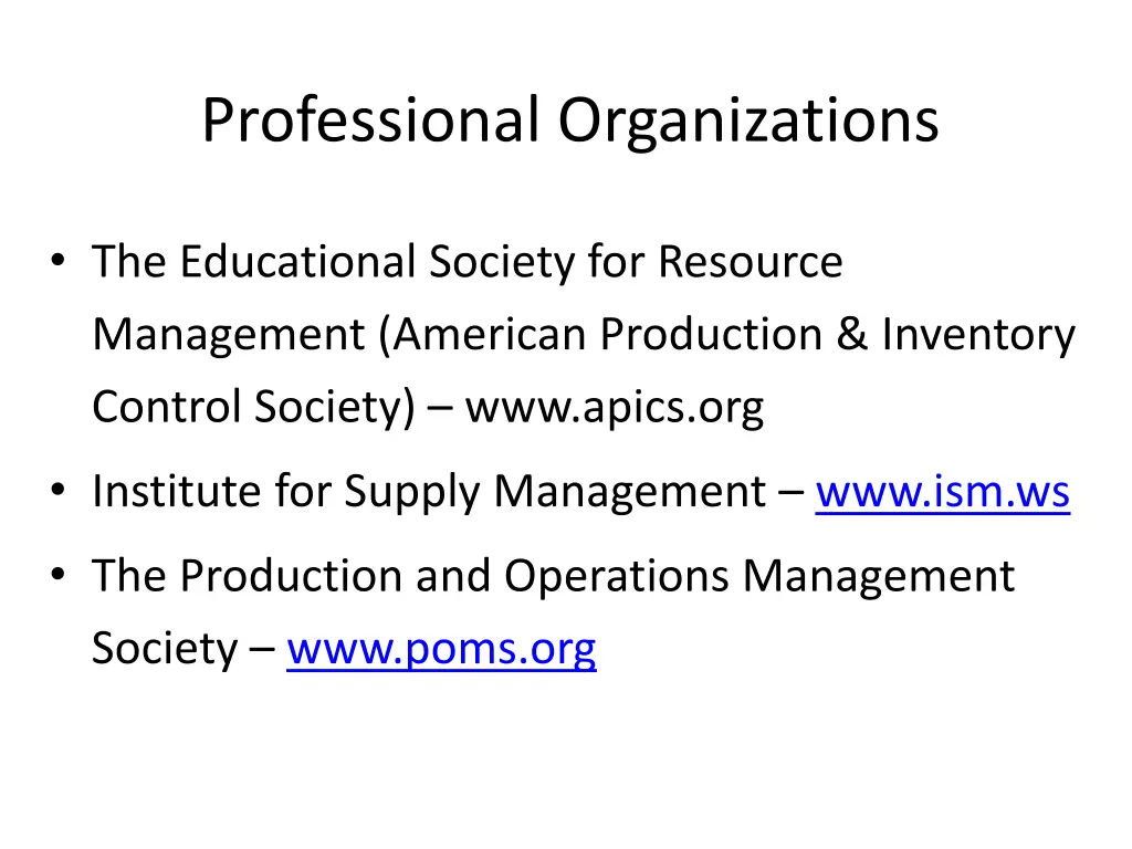 professional organizations