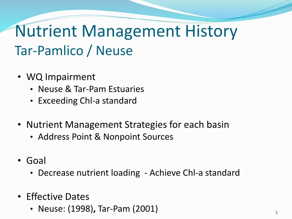 nutrient management history tar pamlico neuse