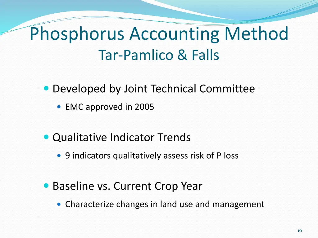 phosphorus accounting method tar pamlico falls