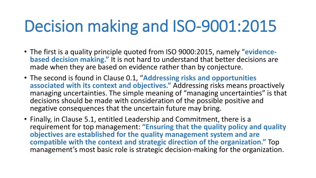 decision making and iso decision making