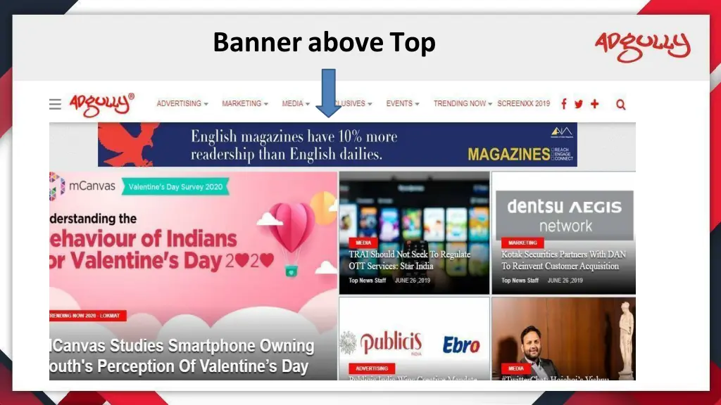 banner above top