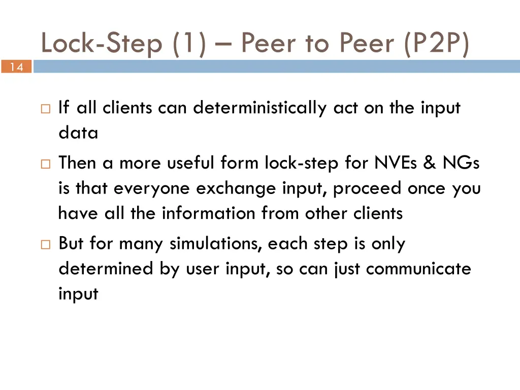 14 lock step 1 peer to peer p2p