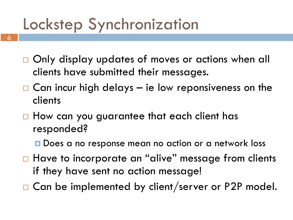 6 lockstep synchronization