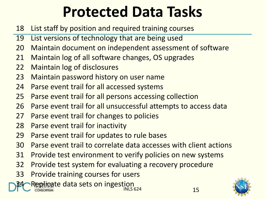 protected data tasks 18 list staff by position