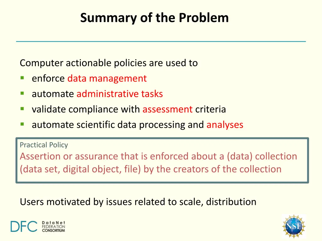 summary of the problem