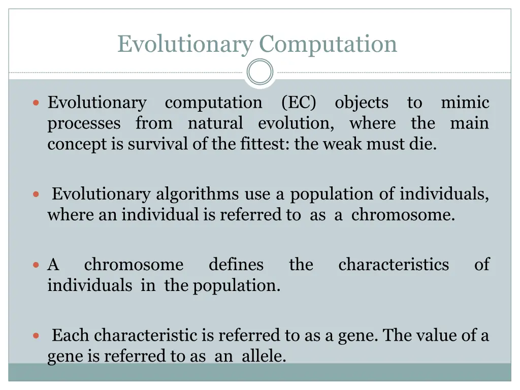 evolutionary computation