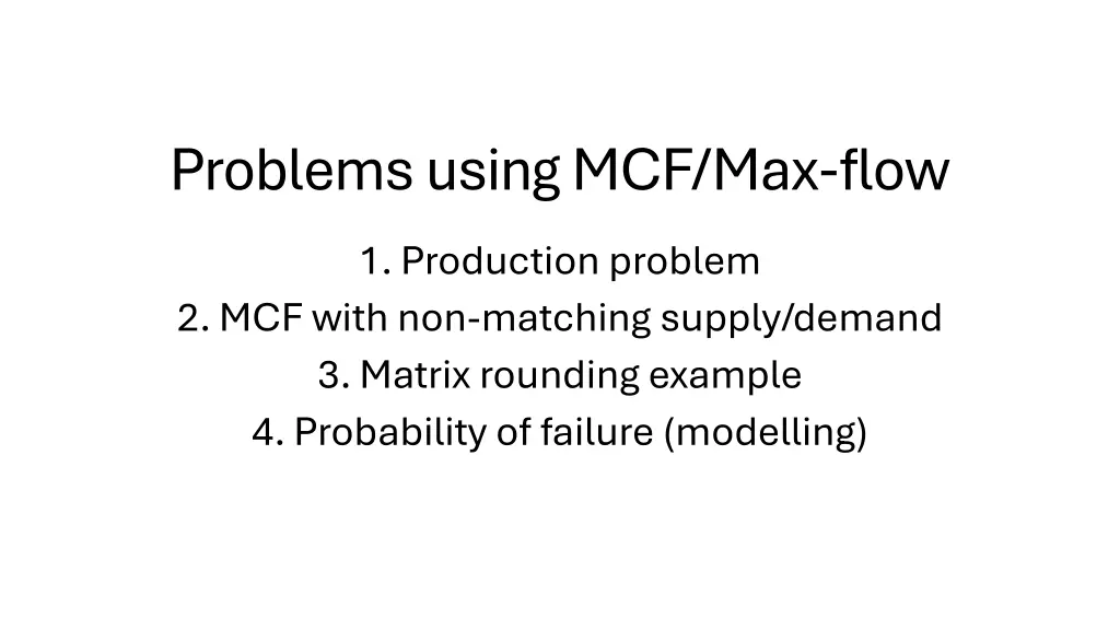 problems using mcf max flow