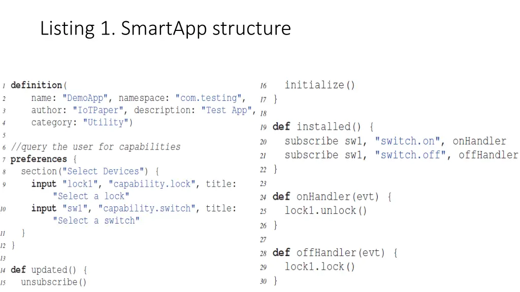 listing 1 smartapp structure