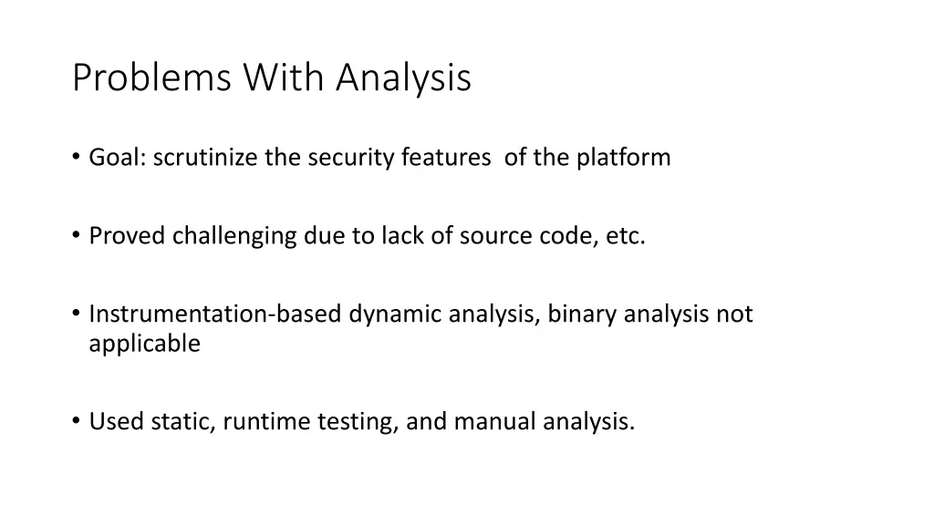 problems with analysis