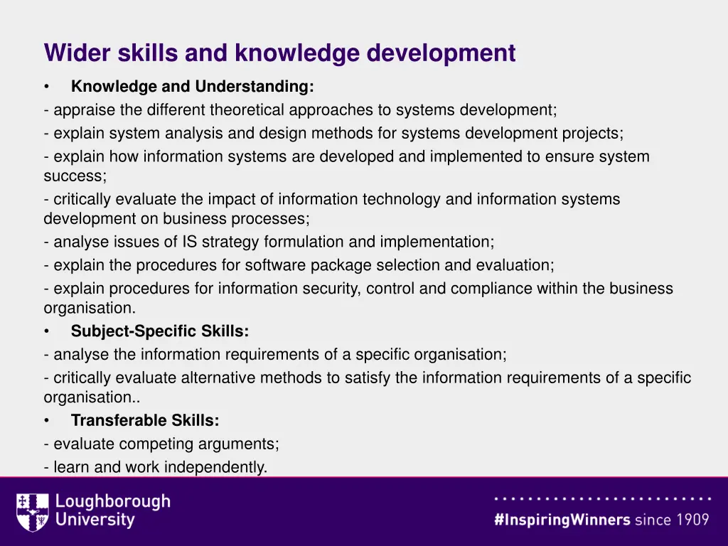 wider skills and knowledge development