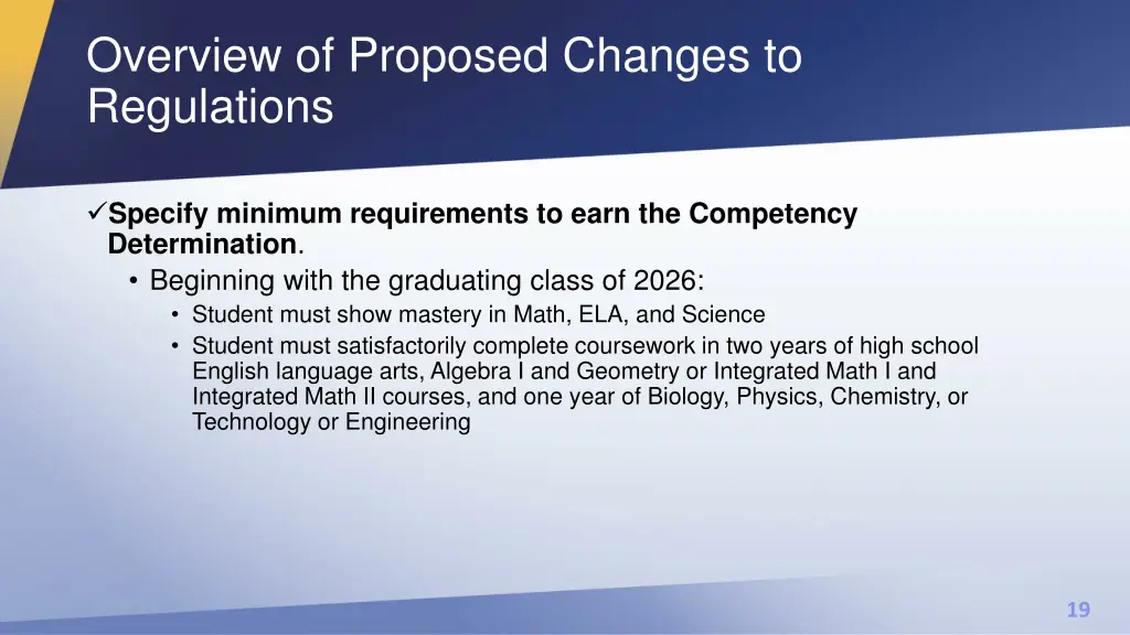 overview of proposed changes to regulations 2