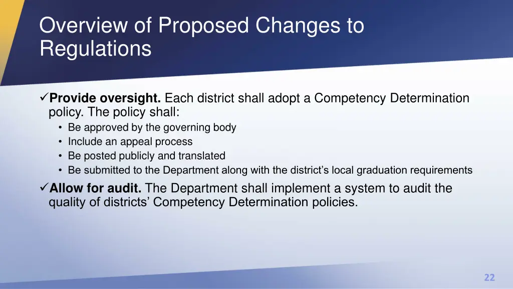 overview of proposed changes to regulations 5