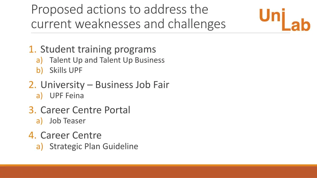 proposed actions to address the current