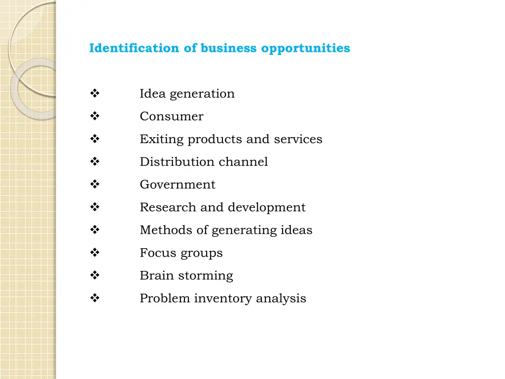 identification of business opportunities