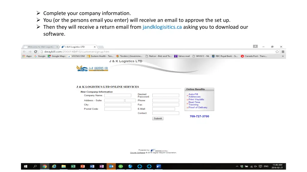 complete your company information