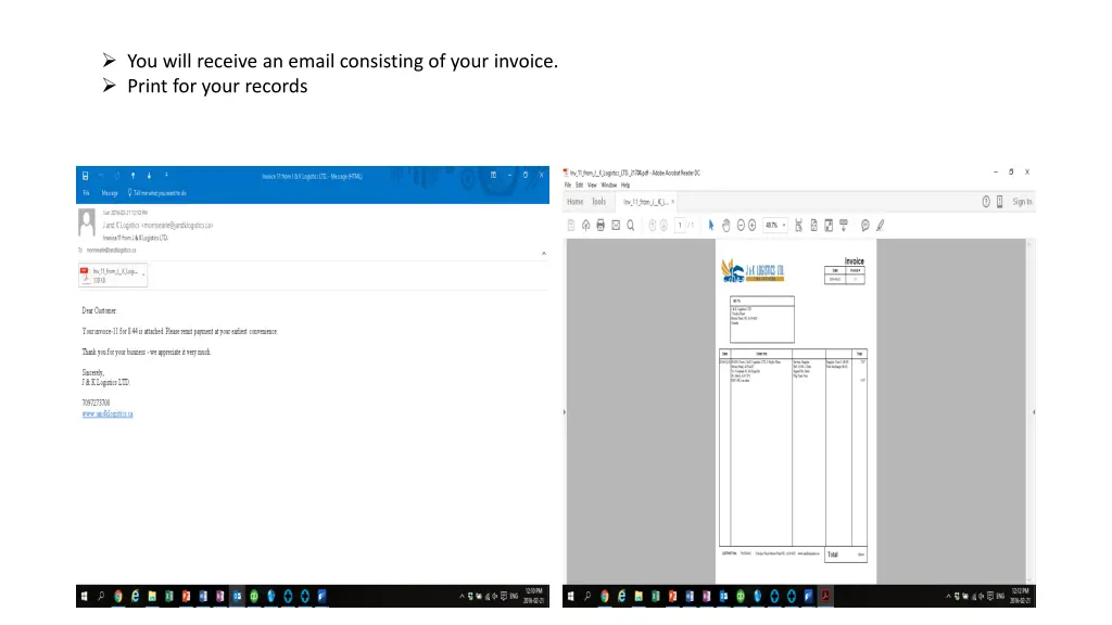 you will receive an email consisting of your