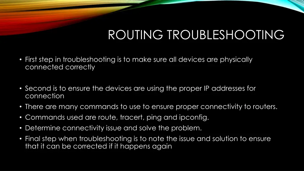routing troubleshooting