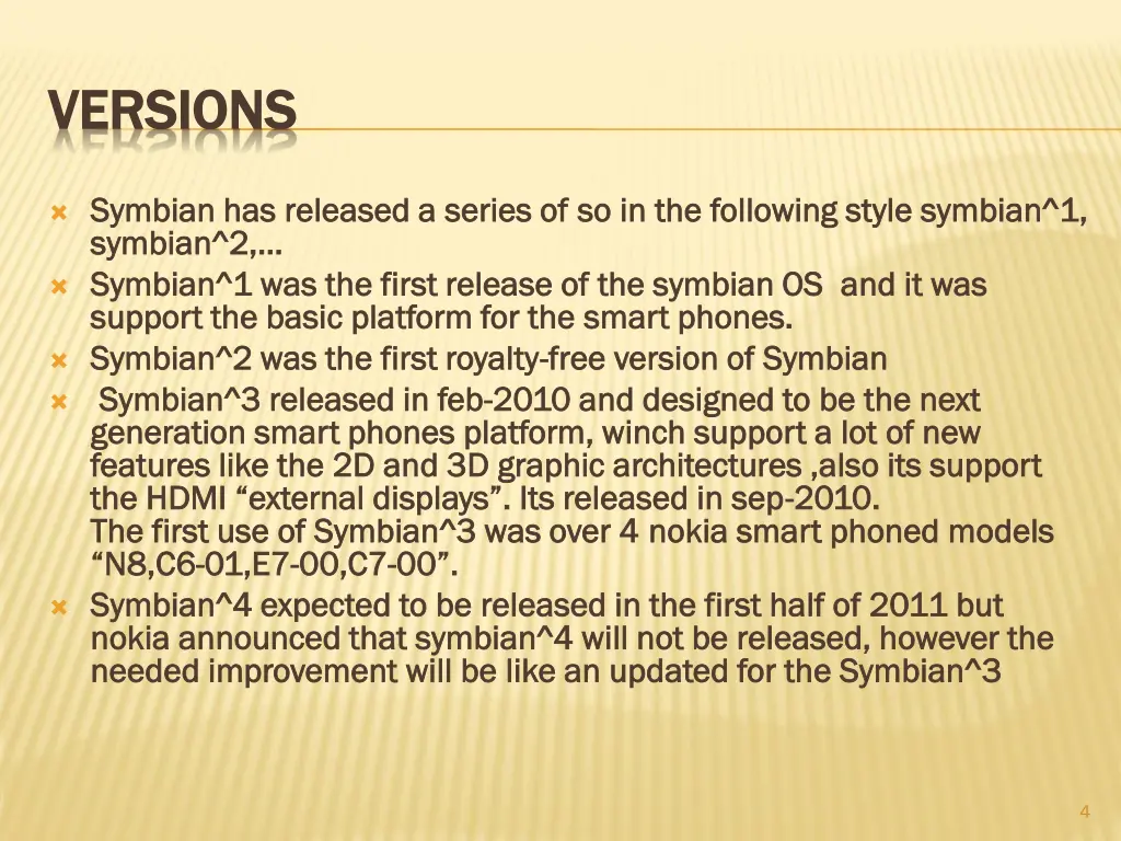 versions versions