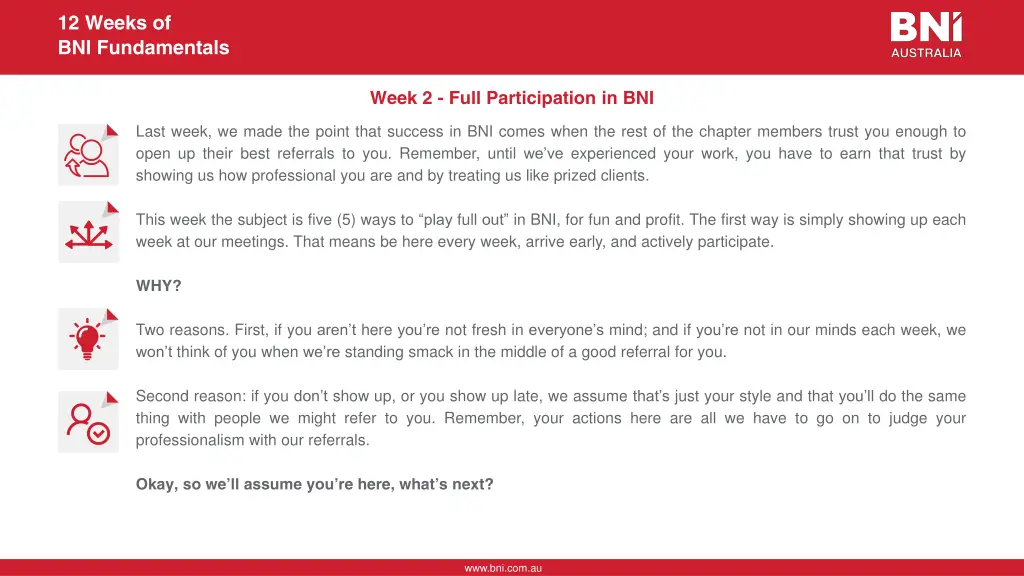12 weeks of bni fundamentals 1