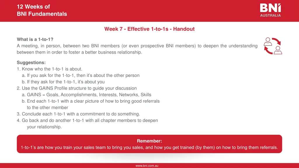 12 weeks of bni fundamentals 11
