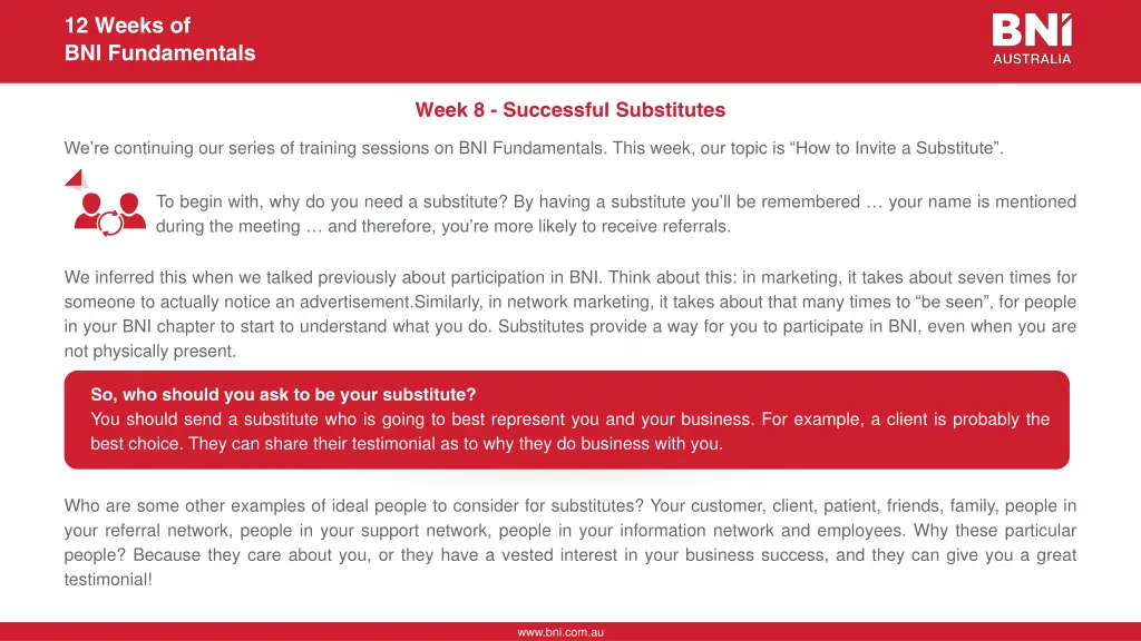 12 weeks of bni fundamentals 12