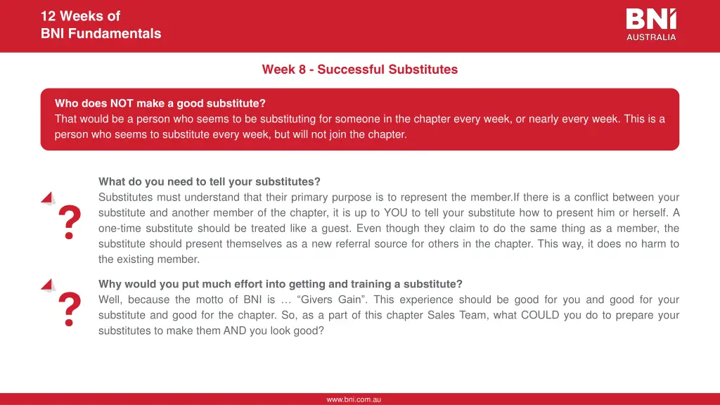 12 weeks of bni fundamentals 13