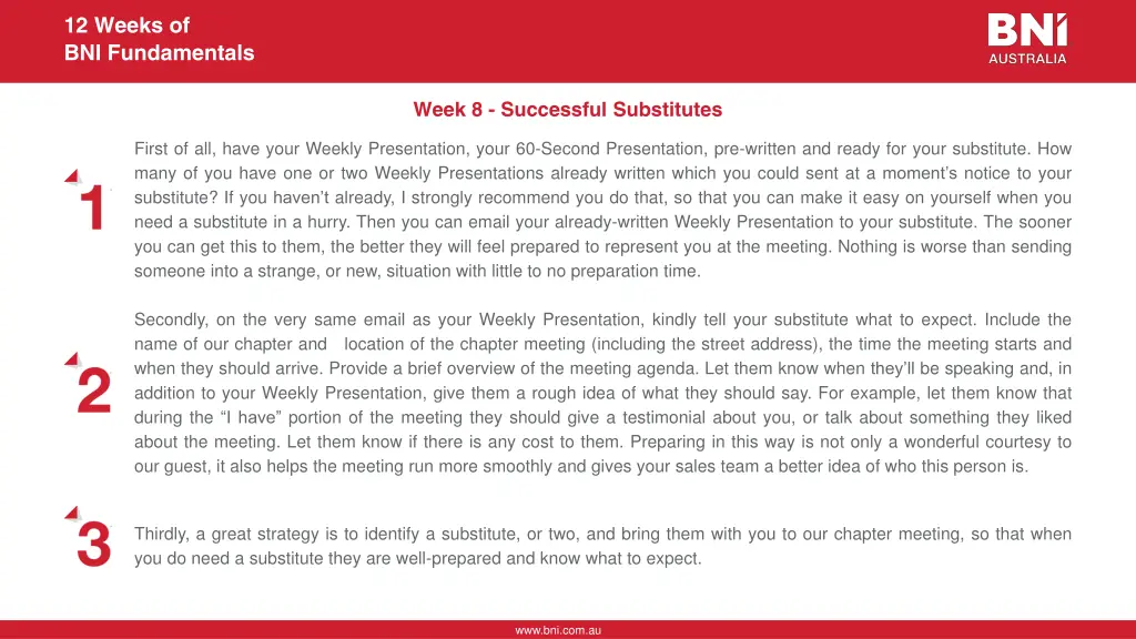 12 weeks of bni fundamentals 14