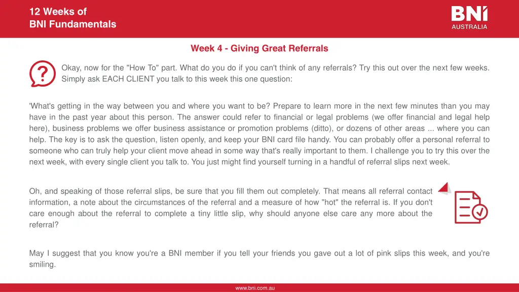 12 weeks of bni fundamentals 7