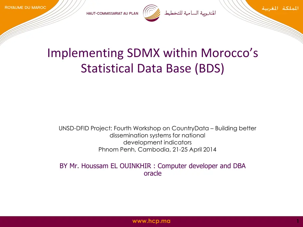 implementing sdmx within morocco s statistical