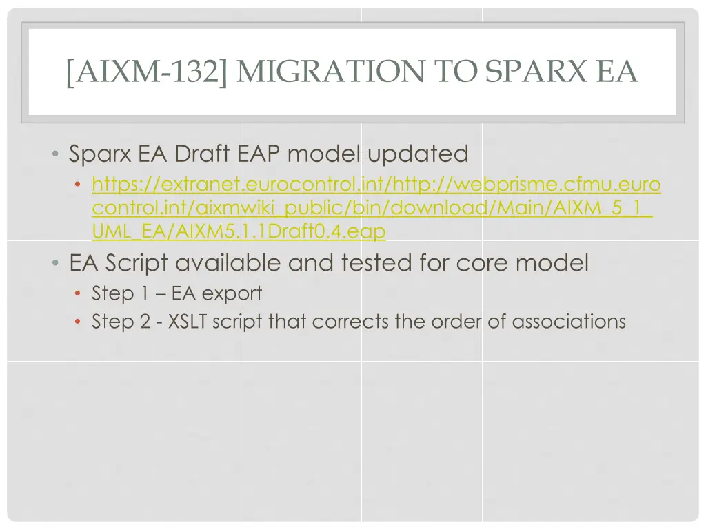aixm 132 migration to sparx ea