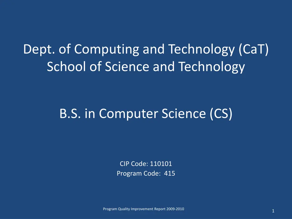 dept of computing and technology cat school