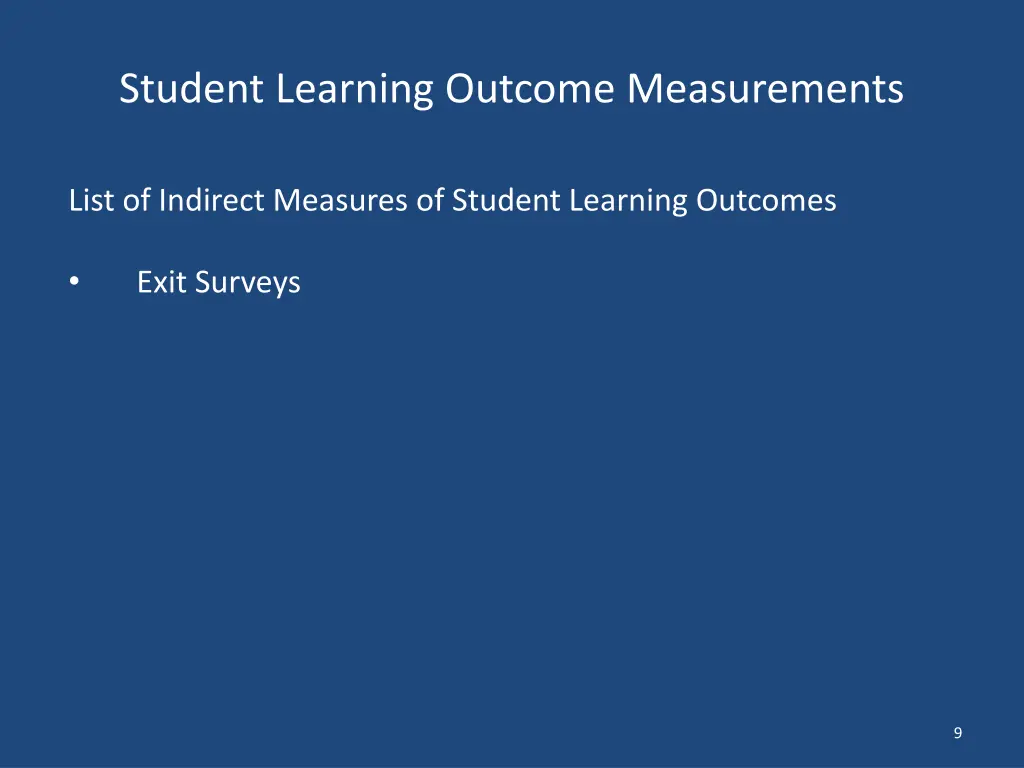 student learning outcome measurements 1
