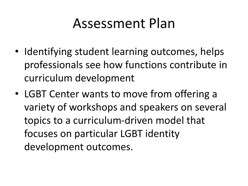 assessment plan