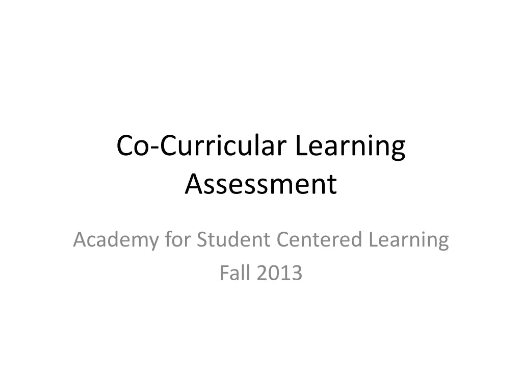 co curricular learning assessment