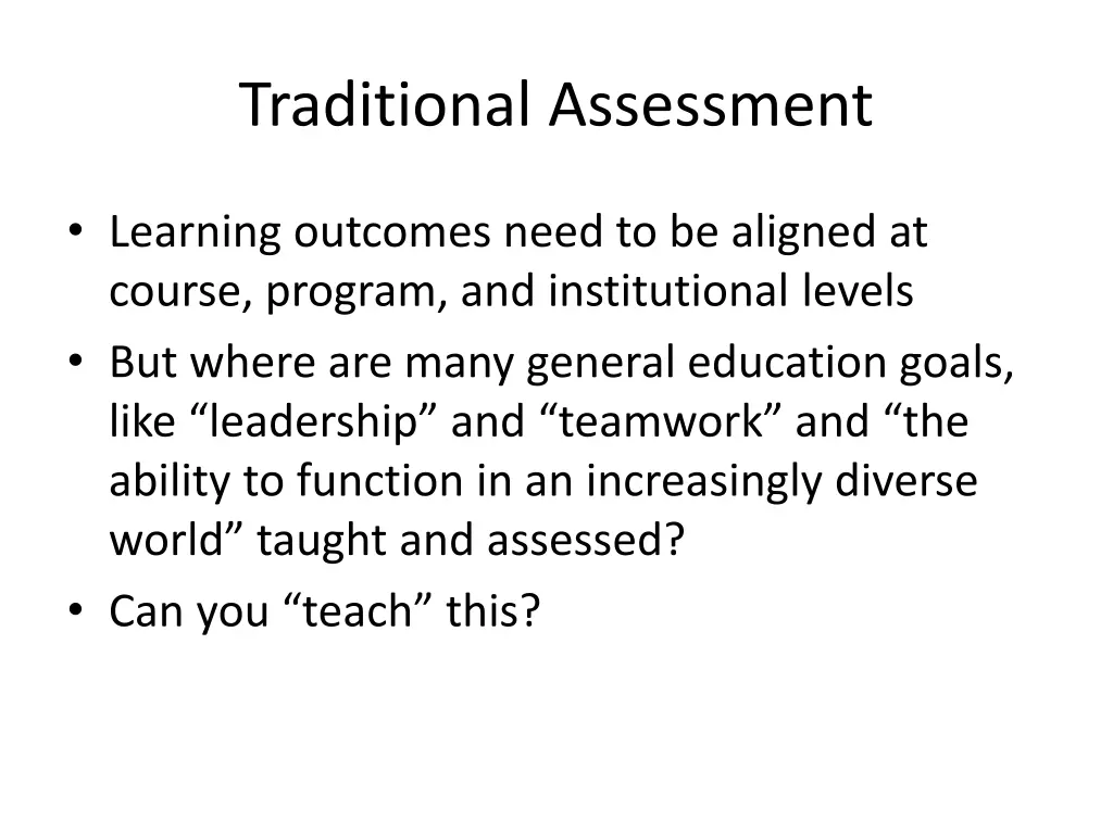 traditional assessment