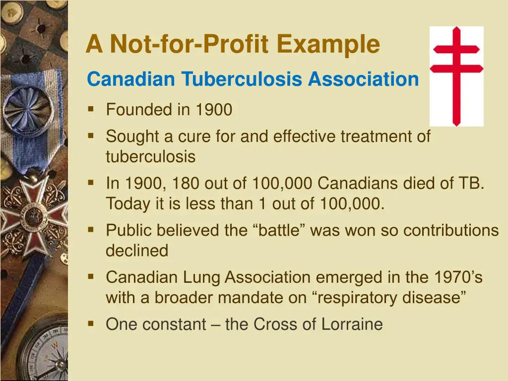 a not for profit example canadian tuberculosis