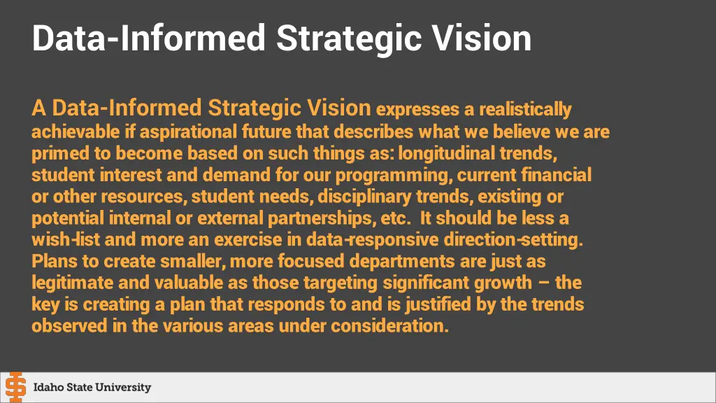 data informed strategic vision