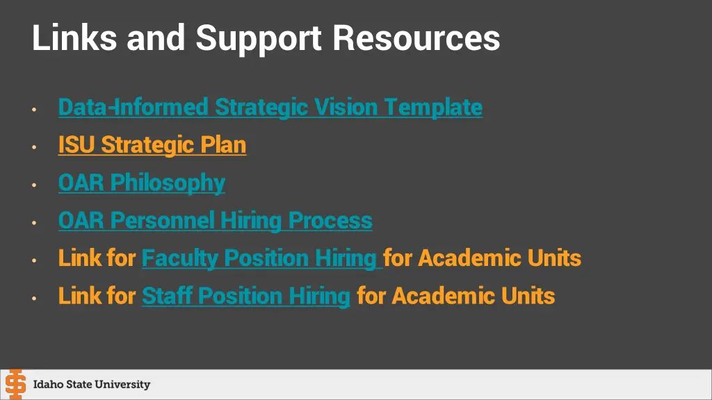links and support resources