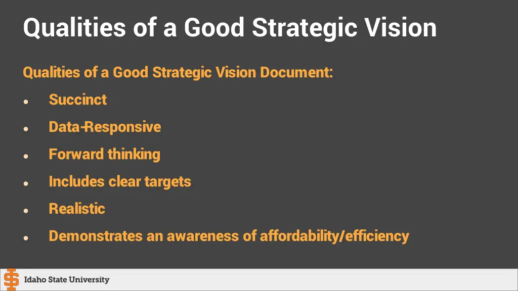qualities of a good strategic vision