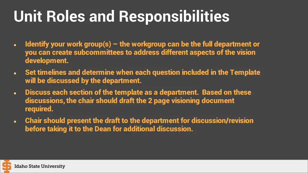 unit roles and responsibilities