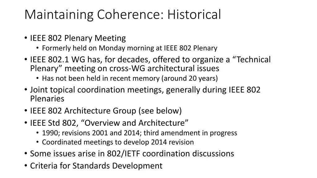 maintaining coherence historical