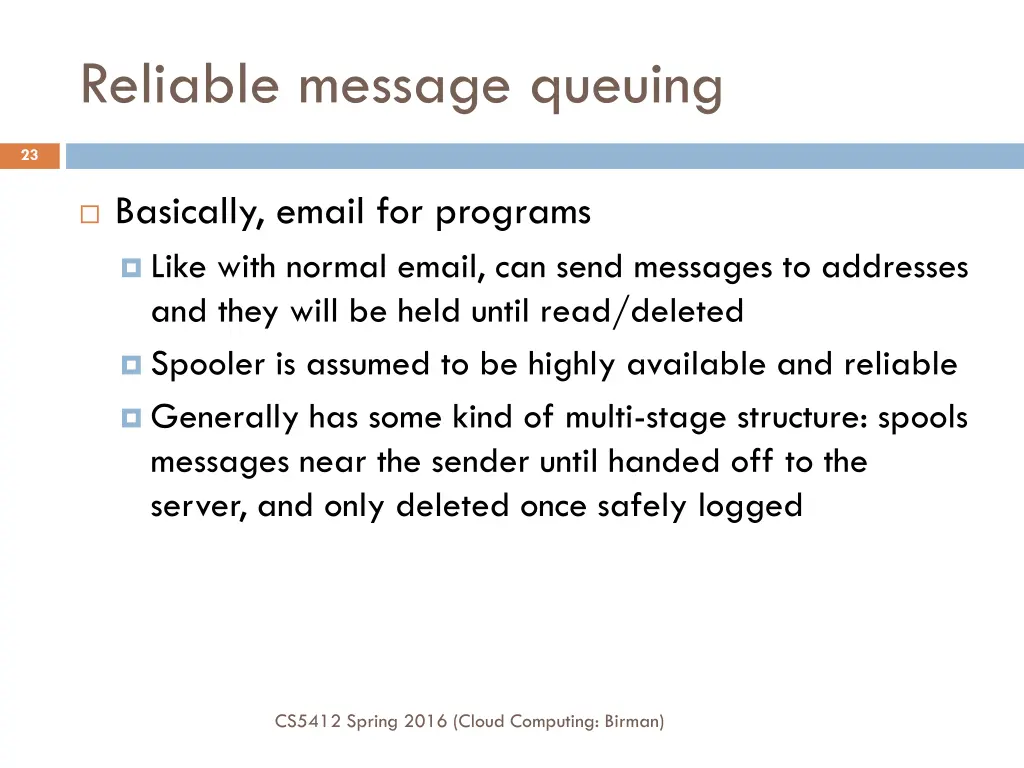 reliable message queuing