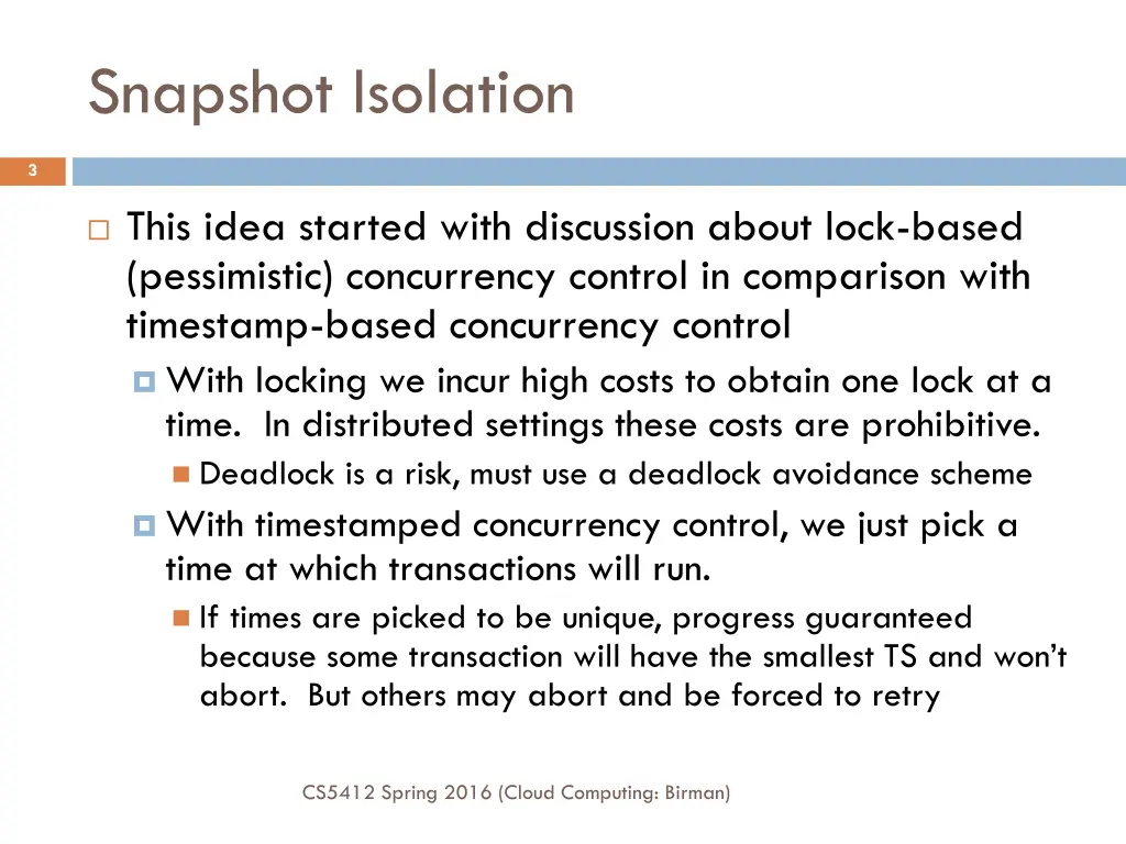 snapshot isolation