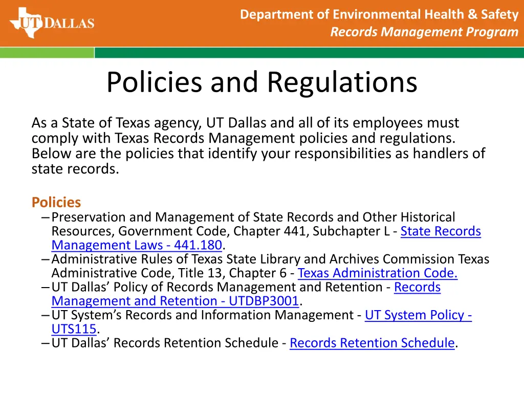 department of environmental health safety records