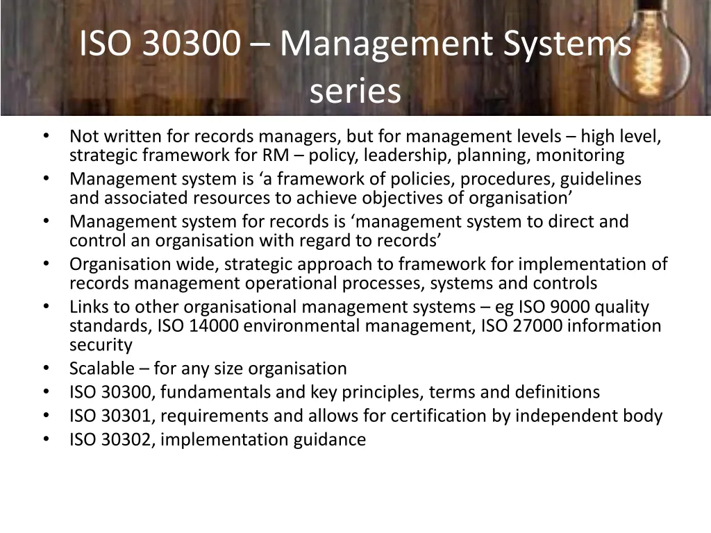 iso 30300 management systems series