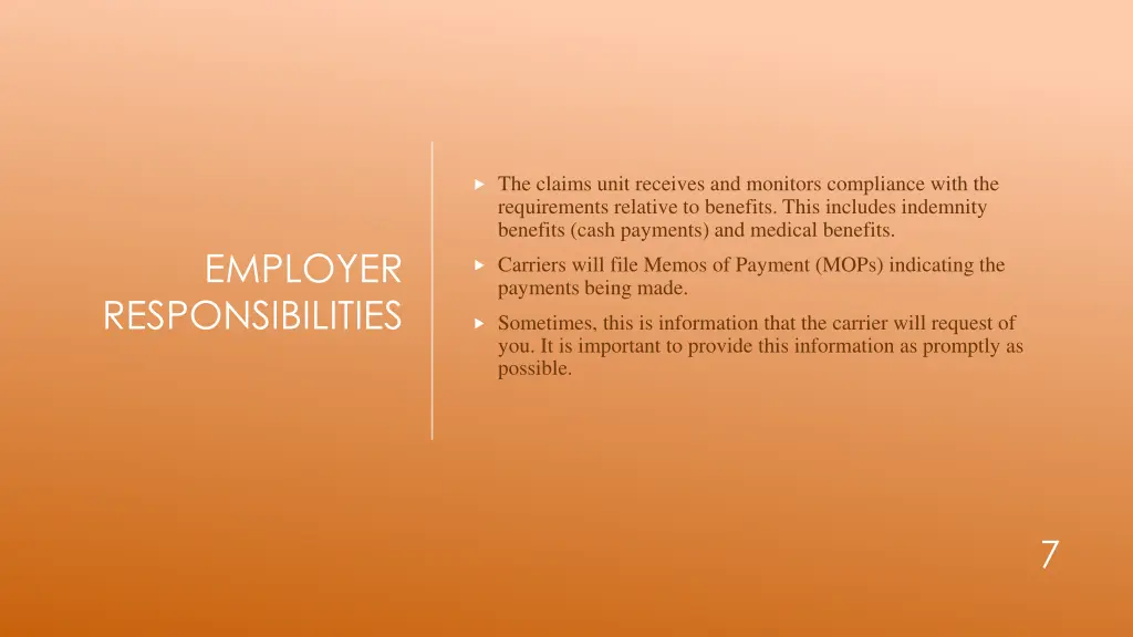 the claims unit receives and monitors compliance