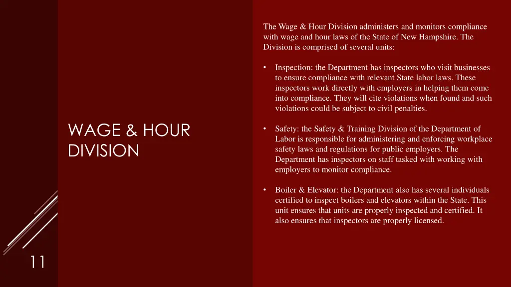 the wage hour division administers and monitors